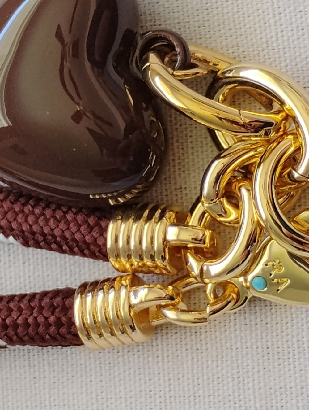 Roxanne Assoulin Brown Cord Necklace with Gold Heart Pendant - Picture 3 of 3